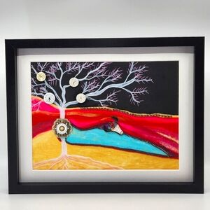 Original Art: Mixed Media Surreal Tree with Watch Parts and Jewelry Pieces